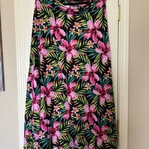 LuLaRoe Black Maxi Skirt with Pink Tropical Floral Print